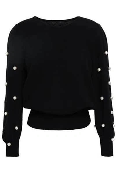 Marc Jacobs Woman Faux Pearl-embellished Wool And Cashmere-blend Sweater Black