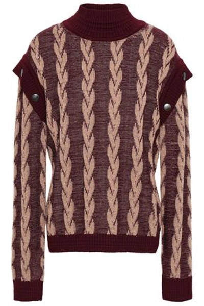 Marc Jacobs Woman Button-detailed Wool Jacquard Sweater Merlot