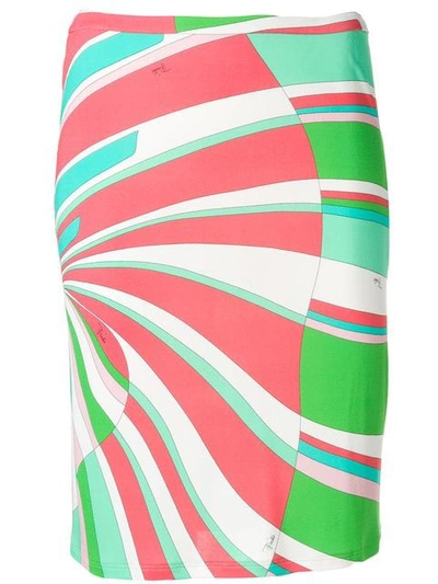 Emilio Pucci Shell Print Pencil Skirt In Green