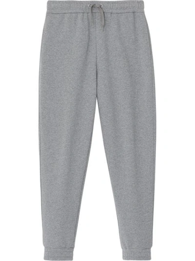 Burberry Logo Print Cotton Trackpants In Grey