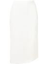 Poiret Asymmetric Hem Midi Skirt In White
