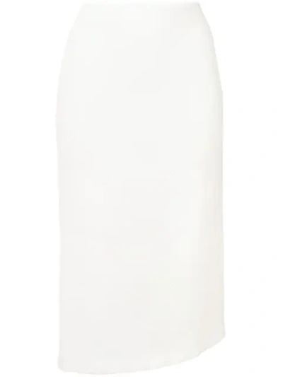 Poiret Asymmetric Hem Midi Skirt In White