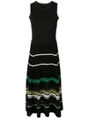 Proenza Schouler Striped Ribbed-knit Cotton-blend Midi Dress In Black