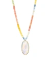 Meira T 14k Gold, Rainbow Moonstone, Opal & Diamond Pendant Necklace