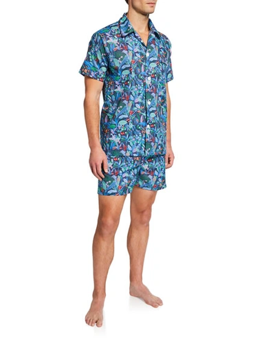 Derek Rose Men's Ledbury 20 Shorty Pajama Set In Navy