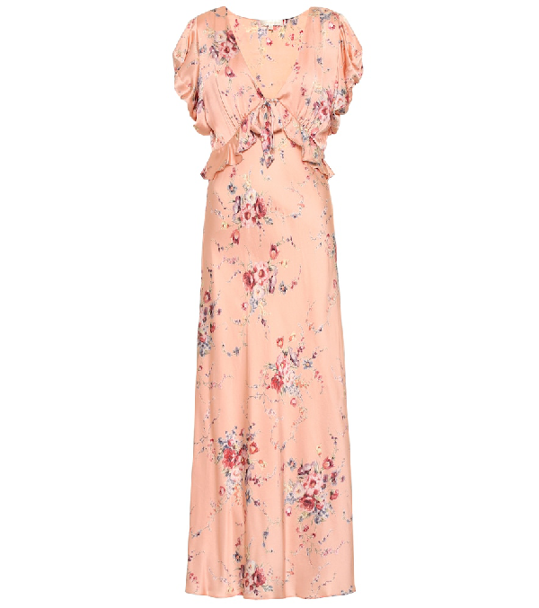 Loveshackfancy Lillian Floral-Print V-Neck Short-Sleeve Silk Dress In ...