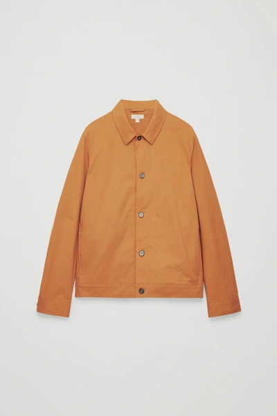 Cos Button-up Shirt Jacket In Orange