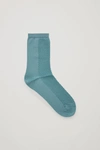 Cos Crochet Patterned Ankle Socks In Turquoise