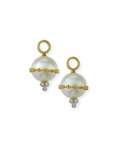 Jude Frances Provence 18k Wrapped Pearl Beaded Earring Charms W/ Diamonds In Gold