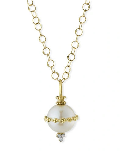 Jude Frances Provence 18k Wrapped Pearl Beaded Pendant W/ Diamonds In Gold