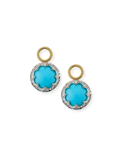 Jude Frances Provence 18k Round Earring Charms W/ Pave, Turquoise In Gold