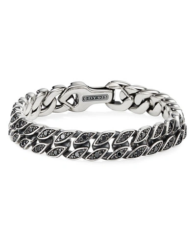 David Yurman Men's Curb Chain Bracelet With Black Diamonds In Silver, 11.5mm