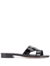 Kurt Geiger Odina Cut-out Leather Sandals In Black