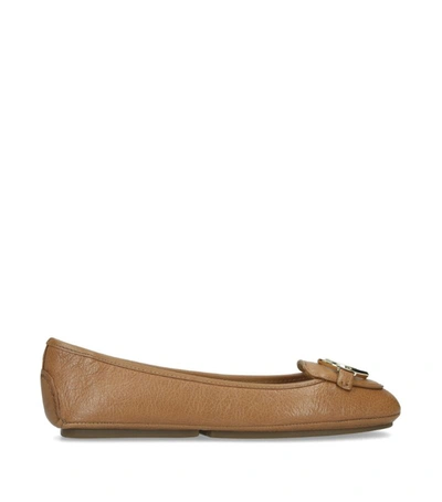 Michael Michael Kors Lillie Leather Ballet Flats In Tan