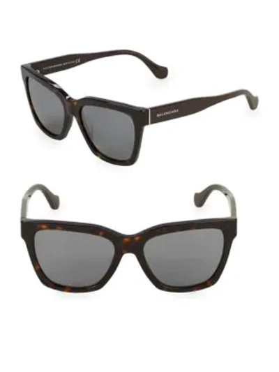 Balenciaga Tortoiseshell 55mm Square Sunglasses