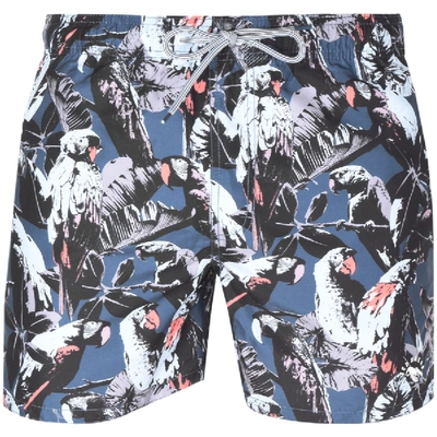 Ted Baker Coastal Parrot Print Shorty Swim Shorts In Blue
