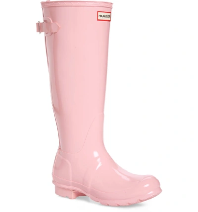 Hunter Adjustable Back Gloss Waterproof Rain Boot In Candy Floss Rubber