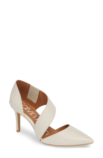 Calvin Klein 'gella' Pointy Toe Pump In Soft White