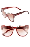 Valentino 54mm Square Sunglasses - Red Havana/ Brown Gradient