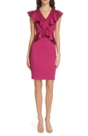 Ted Baker Alair Ruffle Body-con Dress In Deep Pink