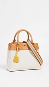 Tory Burch Robinson Canvas & Leather Triple Compartment Bag - Beige In Natural/ Arugula