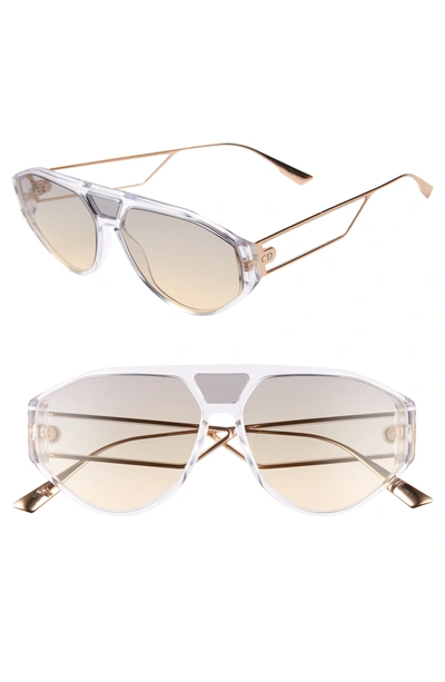 Dior 61mm Aviator Sunglasses - Crystal/ Gold