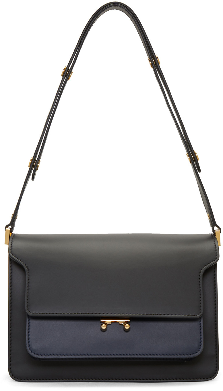 Marni Two-tone Leather Shoulder Bag In Black | ModeSens