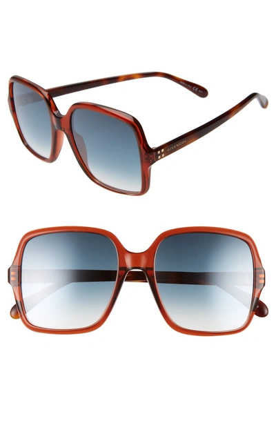 Givenchy 55mm Square Sunglasses - Red Havana