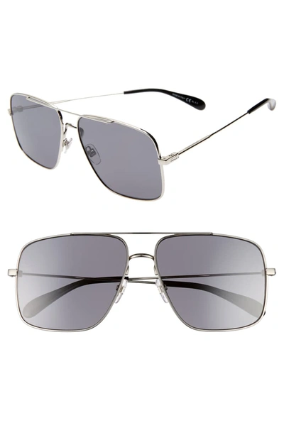 Givenchy 61mm Polarized Navigator Sunglasses In Palladium/ Grey