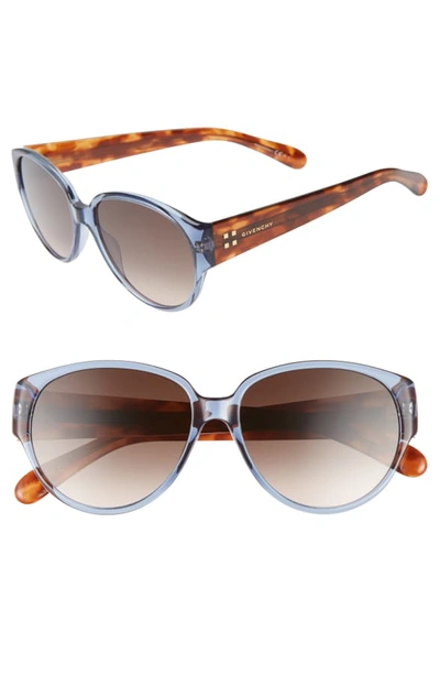 Givenchy 57mm Round Sunglasses - Blue/ Brown