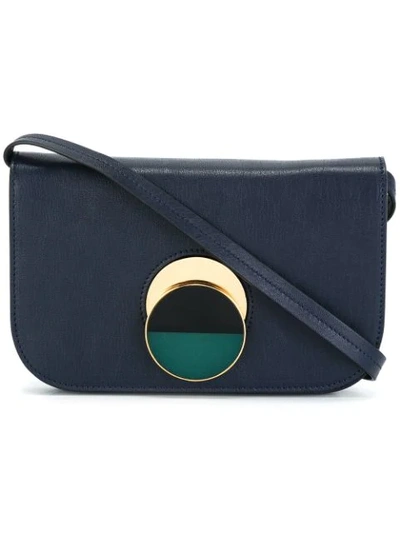 Marni 'pois' Small Resin Slide Lock Leather Crossbody Bag In Eclipse