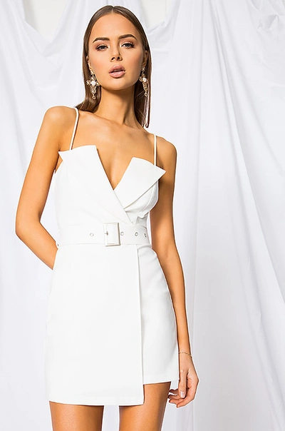 Superdown Kasey Belted Blazer Dress In White