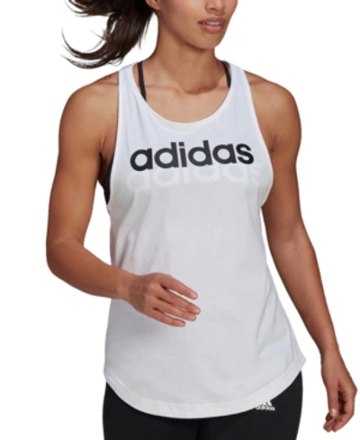 Adidas Originals Adidas Women's Loungewear Essentials Logo Loose Tank Top In White/black