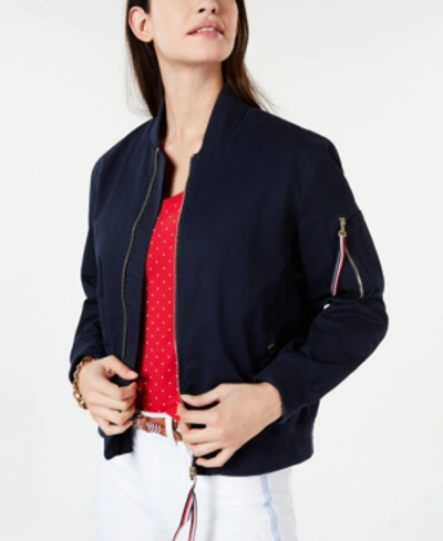 Tommy Hilfiger Logo Bomber Jacket, Created For Macy's In Sky Captain |  ModeSens