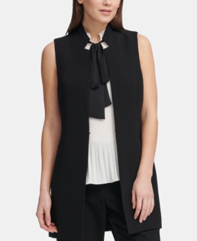 Dkny Notched-lapel Sleeveless Blazer In Black