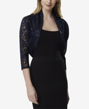 Tahari Asl Lace Shrug, Created For Macy's In Navy | ModeSens