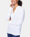 Nydj Linen High-low Tunic In Optic White