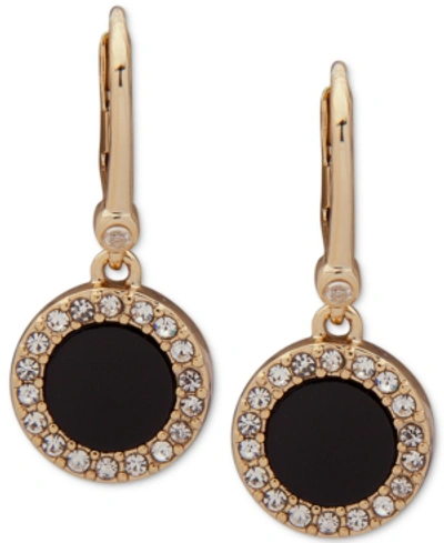 Dkny Pave & Stone Small Drop Earrings In Black