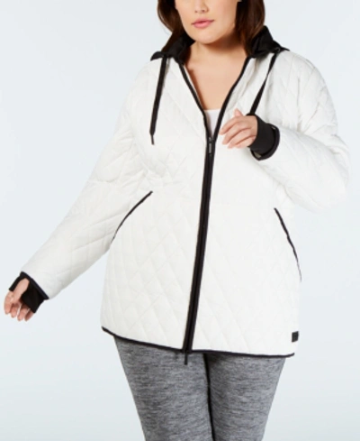Calvin Klein Performance Plus Size Quilted Hooded Jacket In Black