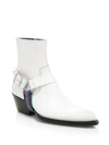 Calvin Klein 205w39nyc Tex Harness Leather Ankle Boots In White