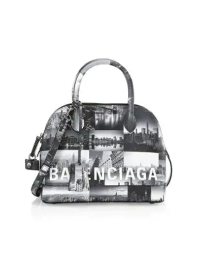 Balenciaga Small Ville New York Skyline Top Handle Leather Bag In Black