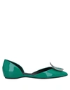 Roger Vivier Ballet Flats In Emerald Green