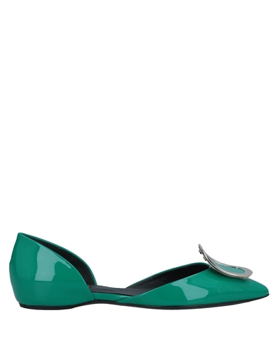 Roger Vivier Ballet Flats In Emerald Green