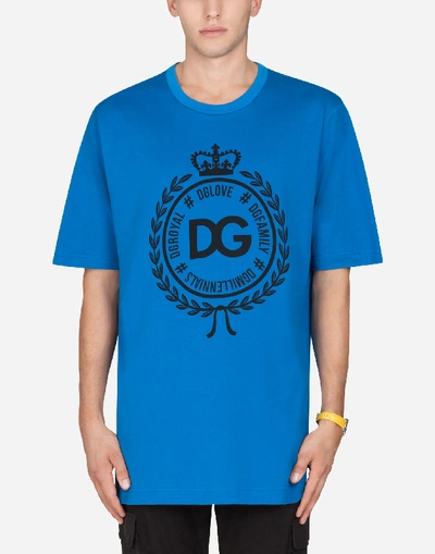 Dolce & Gabbana T-shirt In Cotton With Print In Blue