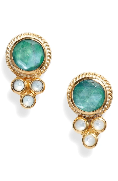 Anna Beck Semiprecious Stone Earrings In Gold/ Malachite/ Mop
