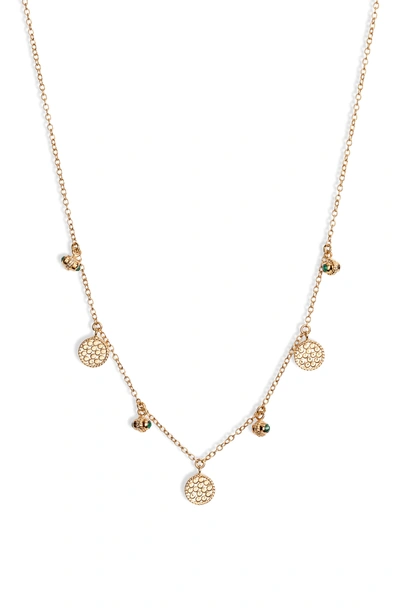 Anna Beck Mini Charm Collar Necklace In Gold/ Malachite