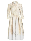 Teri Jon Point Collar Metallic Jacquard Cocktail Dress In Gold
