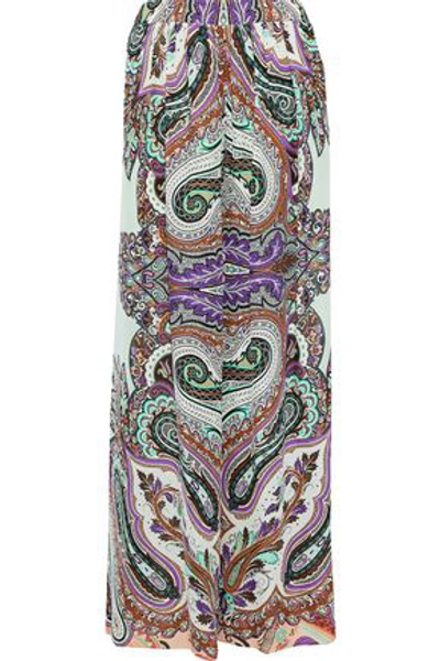 Etro Woman Printed Crepe De Chine Wide-leg Pants Light Green