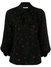 Chinti & Parker Printed Pussy Bow Blouse In Black