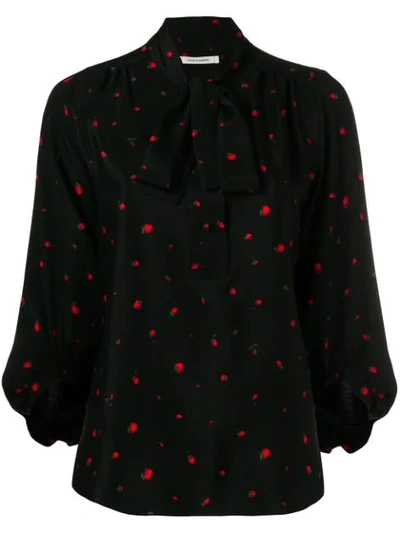 Chinti & Parker Printed Pussy Bow Blouse In Black